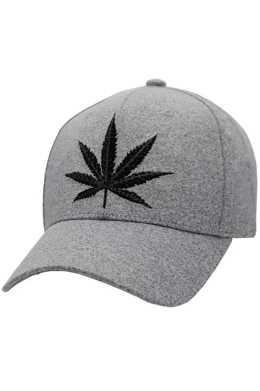 Gray Cannabis Leaf Logo Cap